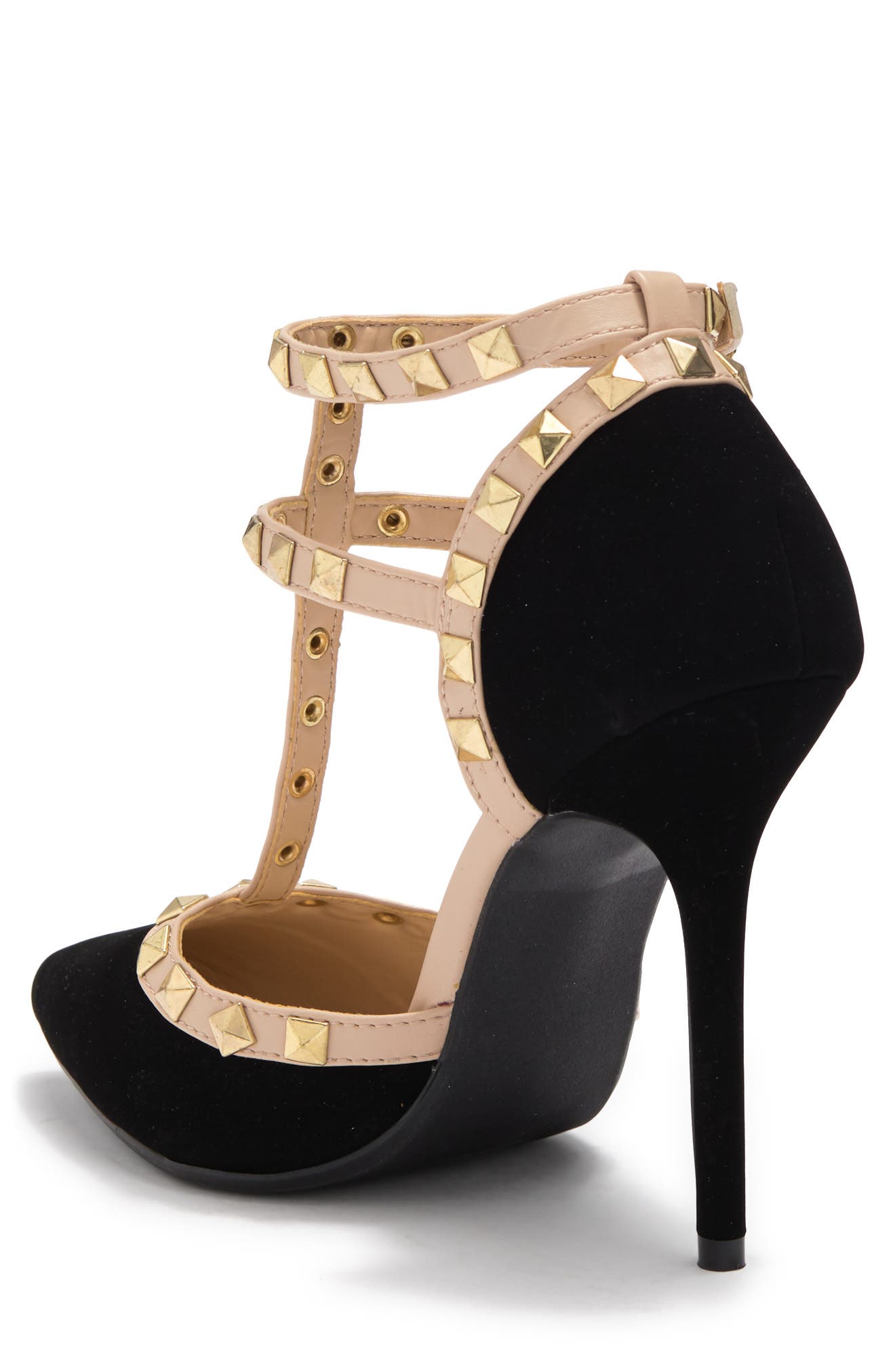 WILD DIVA LOUNGE Studded T-Strap Stiletto Pump, Alternate, color, 