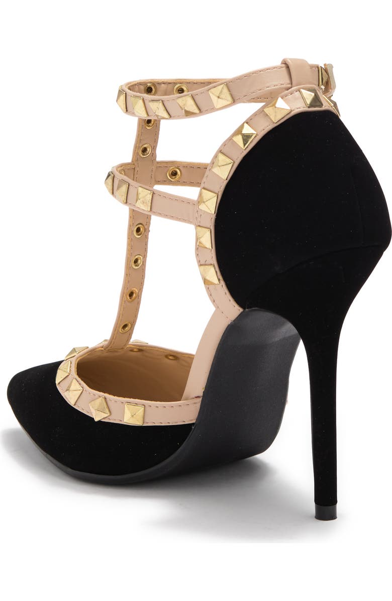 WILD DIVA LOUNGE Studded T-Strap Stiletto Pump, Alternate, color,