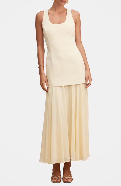 Melva Sleeveless Mixed Media Maxi Dress