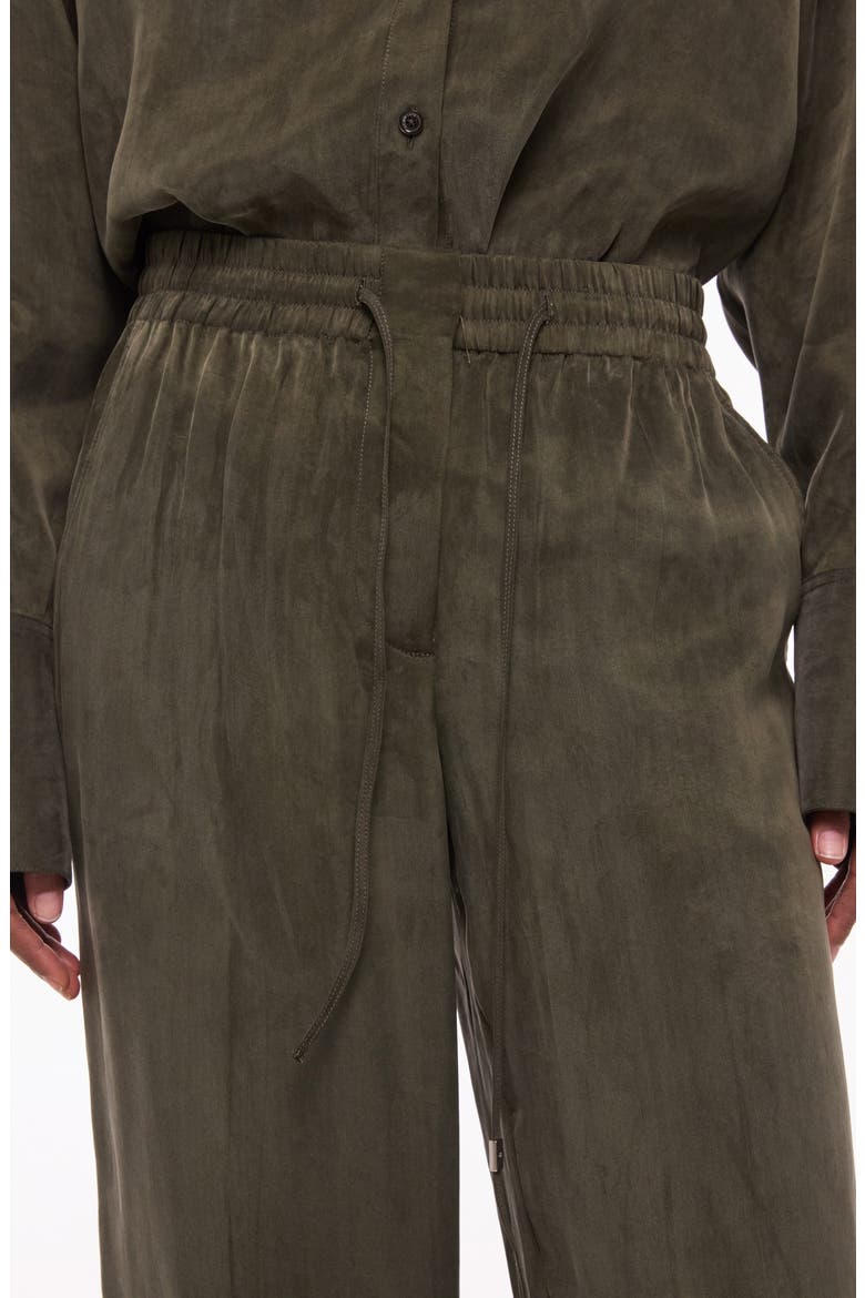 Fluid Microsuede Drawstring Pants, Alternate, color, DARK MOSS