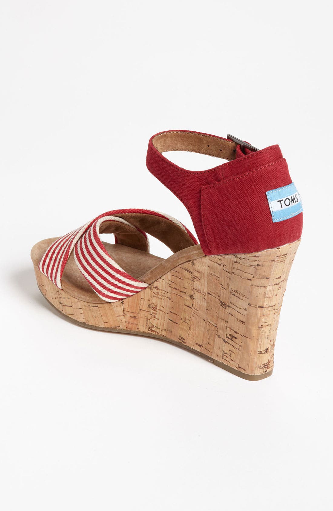 'University Stripe' Wedge Sandal, Alternate, color, RED