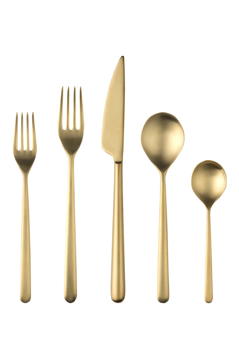 Linea Ice 5-Piece Place Setting, Main, color, BRUSHED STAINLESS GOLD