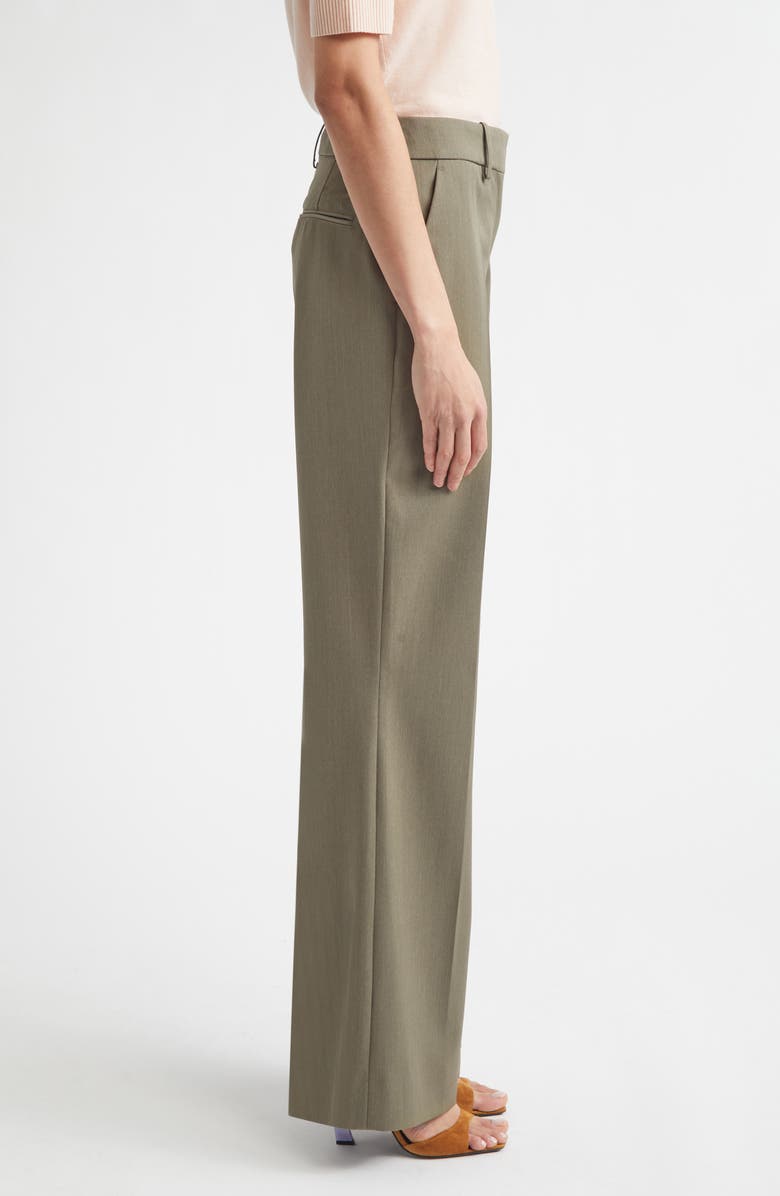 Victoria Beckham Tailored Straight Leg Wool Blend Trousers, Alternate, color, Sage Melange