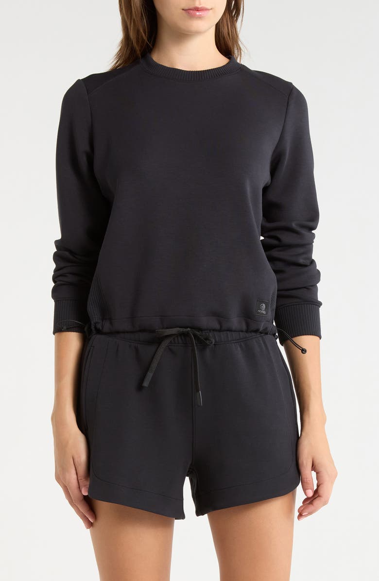 MPG Dreamweave Recycled Polyester Blend Crop Sweatshirt, Main, color, Black