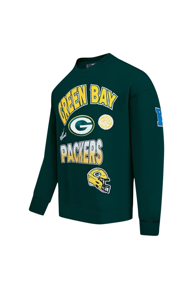 Men's Pro Standard Green Green Bay Packers Turn It Up Drop Shoulder Pullover Sweatshirt, Alternate, color, Green