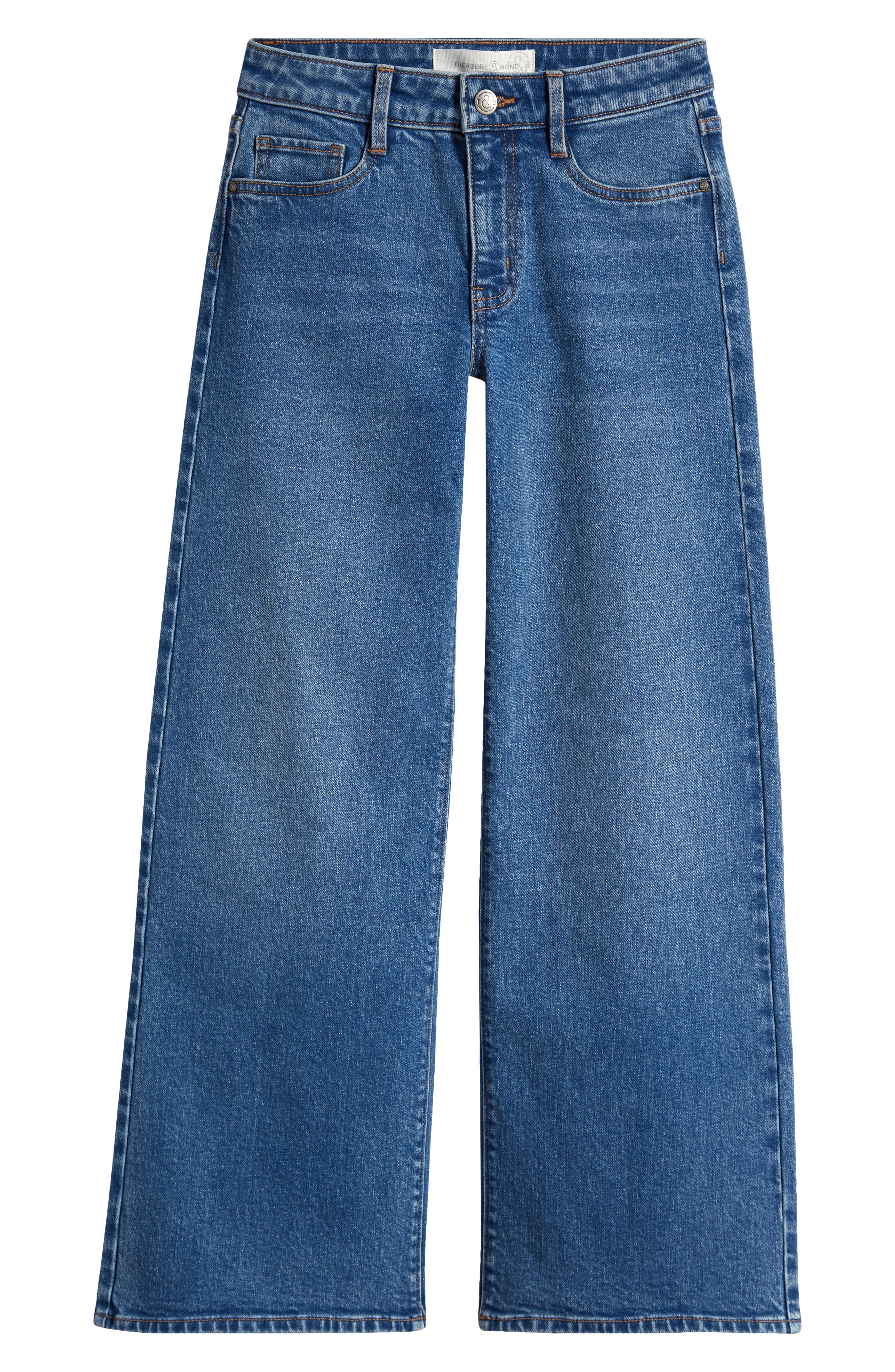 Treasure & Bond Kids' Stretch Denim Wide Leg Jeans
