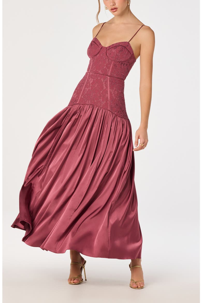 Kaylani Lace Bodice Maxi Dress, Alternate, color, MAUVE