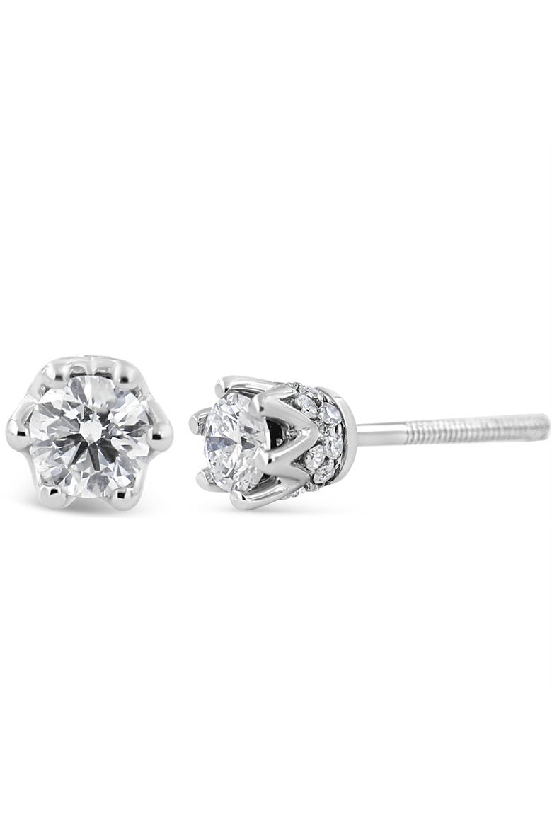 14K Gold 1/2 Cttw Round Diamond Crown Stud Earring, Alternate, color, White