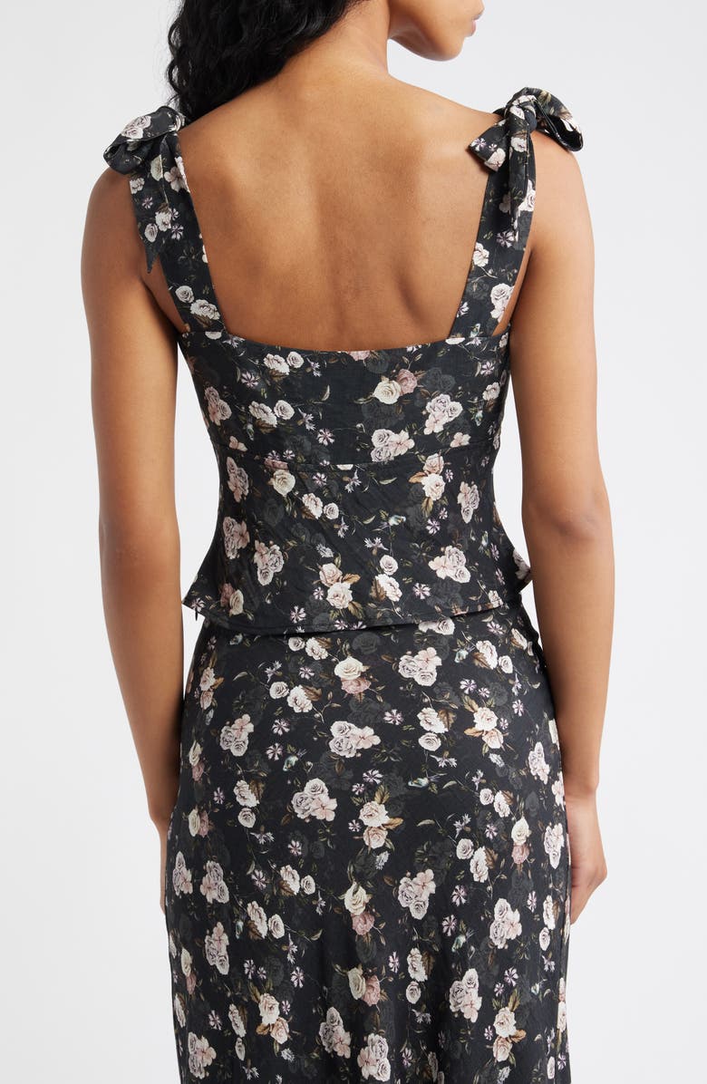 Petal & Pup Kedra Tie Shoulder Top, Alternate, color, Black Floral