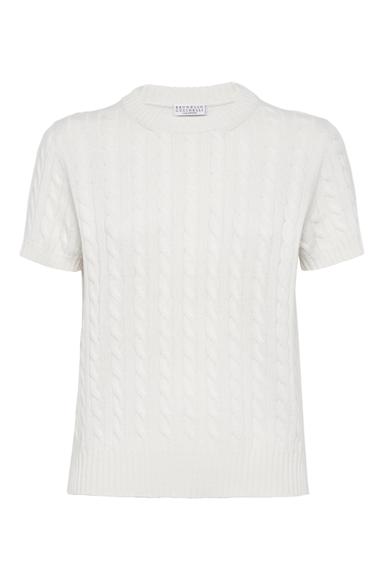 Brunello Cucinelli Cashmere short sleeve sweater, Main, color, 