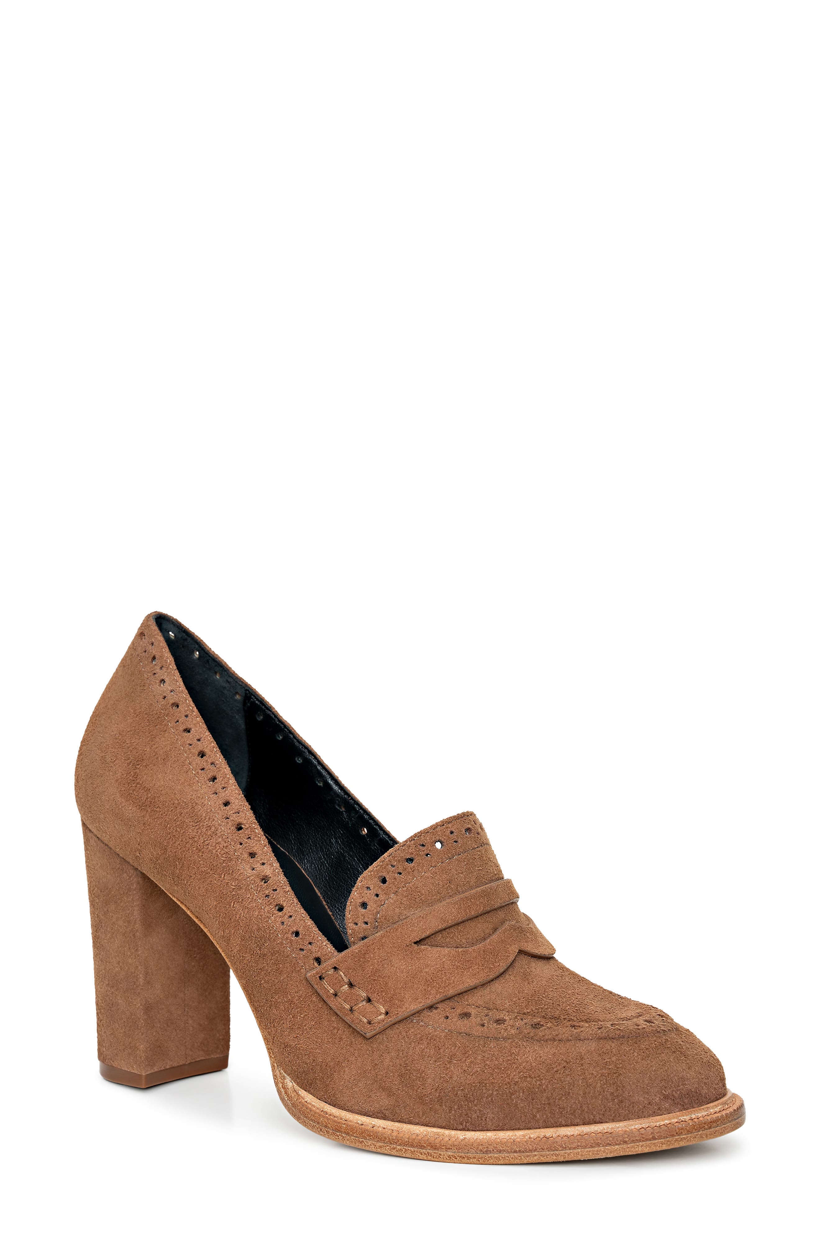 L'AGENCE Bea Penny Loafer Pump, Main, color, Sand Suede