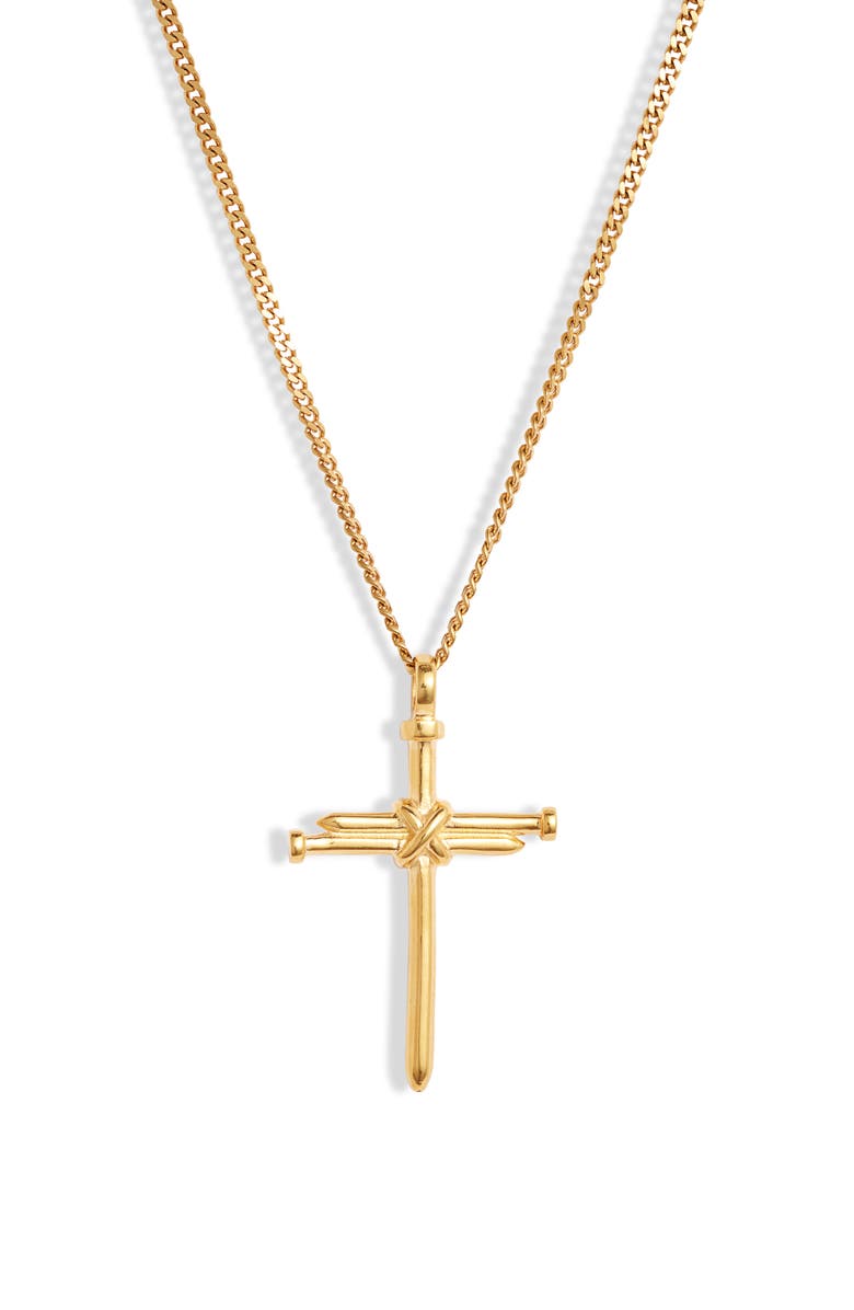Bracha Three Nails Cross Necklace, Main, color, 