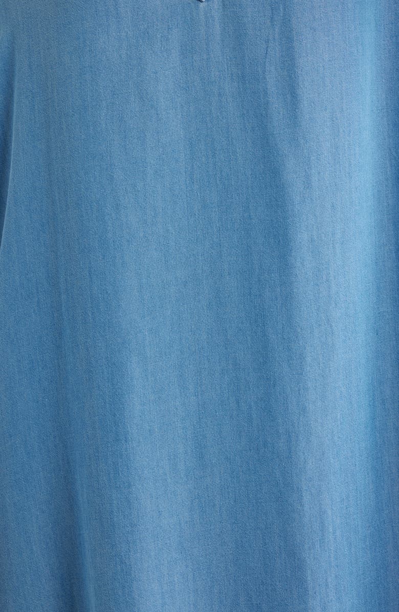 beachlunchlounge Emelia Long Sleeve Chambray Shift Dress, Alternate, color, Medium Wash