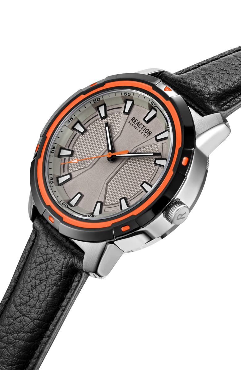 Kenneth Cole Reaction Classic Strap Watch, 48mm, Alternate, color, Grey/ Black