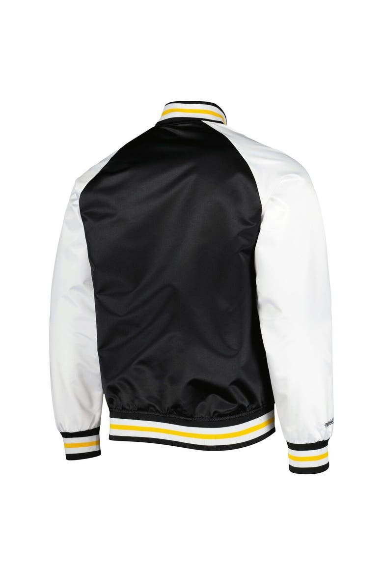Men's Mitchell & Ness Black/White Pittsburgh Penguins Primetime Raglan Satin Full-Snap Jacket, Alternate, color, Black