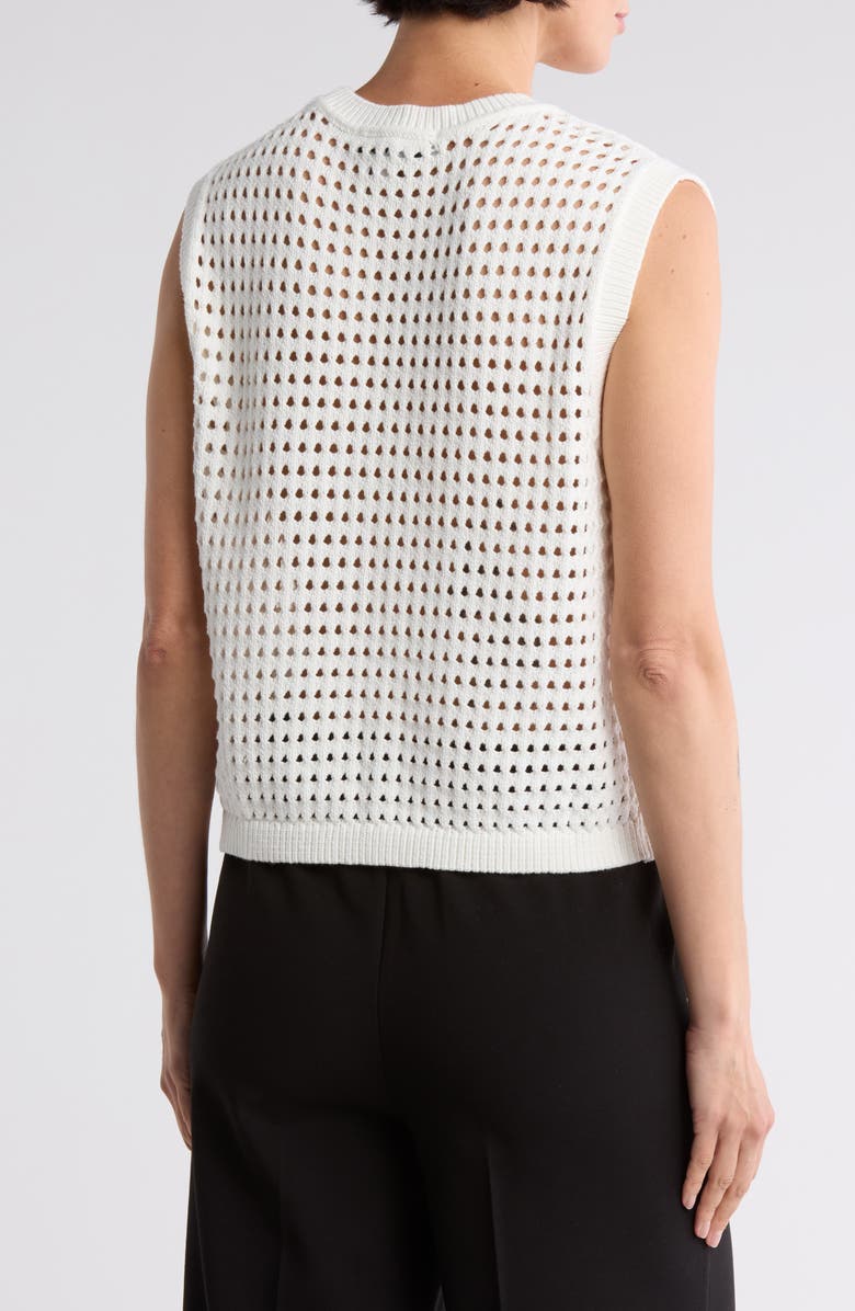 DONNA KARAN Sleeveless Open Stitch Sweater, Alternate, color, White