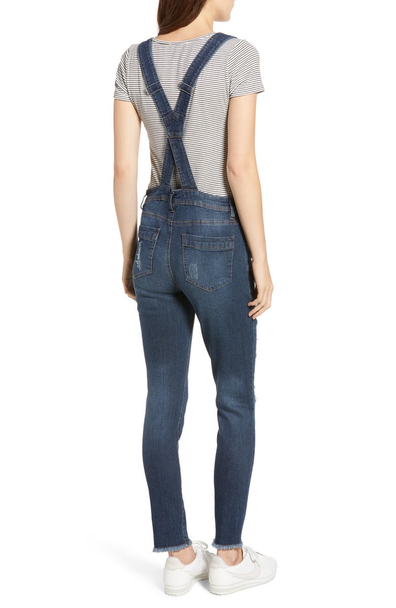 Tinsel Ripped Skinny Overalls, Alternate, color, 