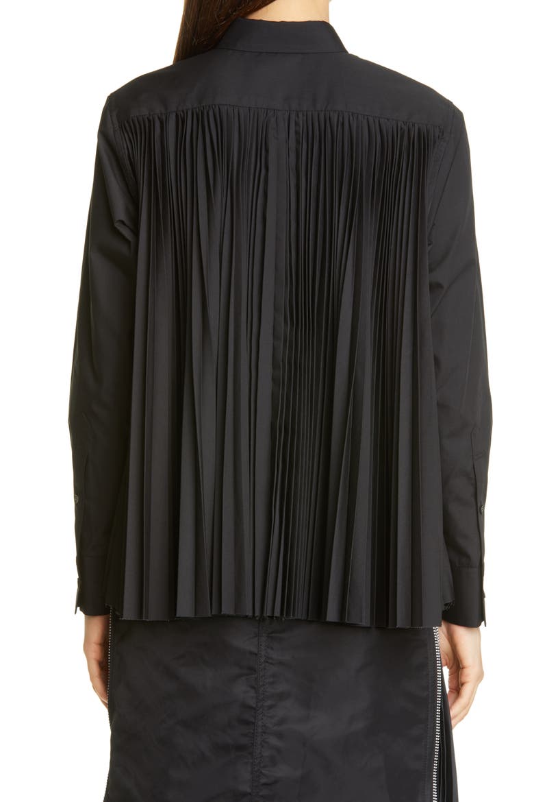 Contrast Pleat Back Shirt, Alternate, color, BLACK