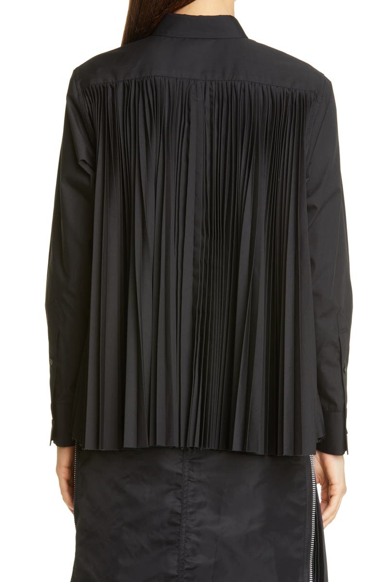 Sacai Contrast Pleat Back Shirt, Alternate, color,