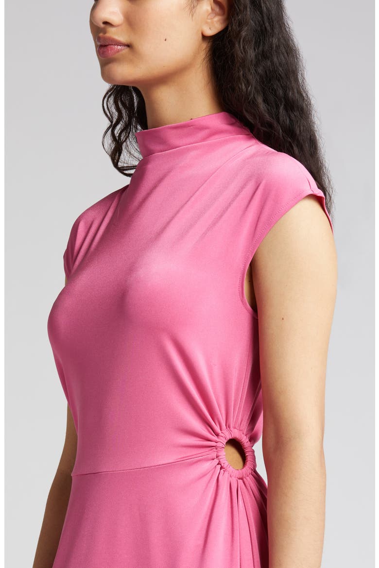 Ring Detail A-Line Midi Dress, Alternate, color, PINK IBIS