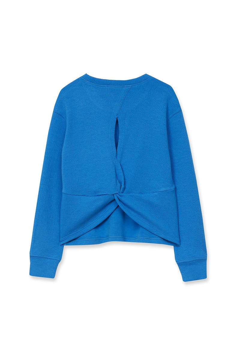 Girls Long Sleeve Twist Back Active Top, Alternate, color, French Blue