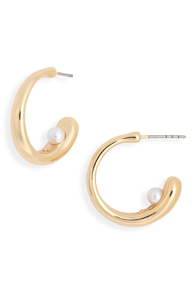 Floating Hoop Earrings, Main, color, WHITE- GOLD