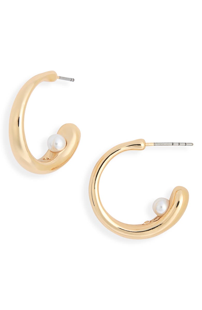 NORDSTROM RACK Floating Hoop Earrings, Main, color, White- Gold