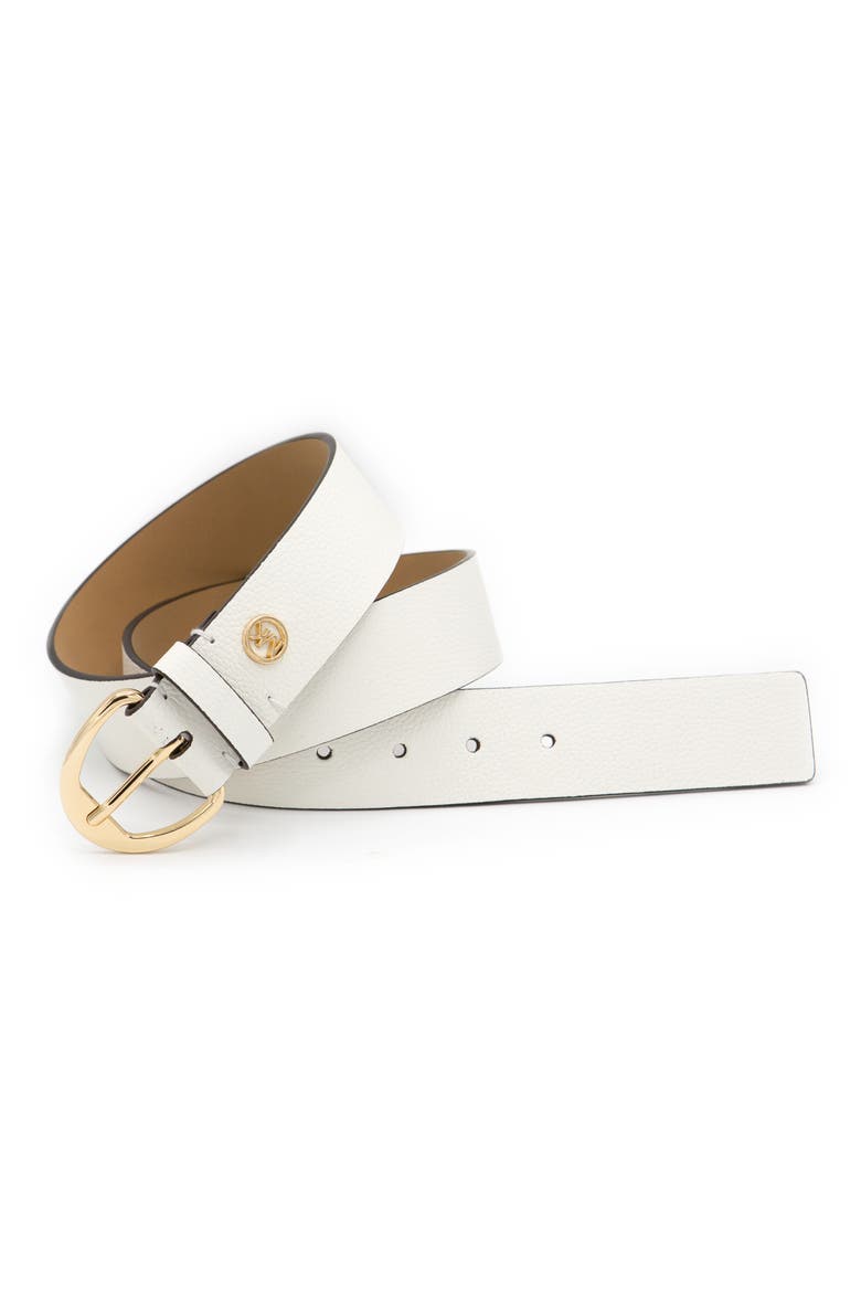 Pebbled Leather Belt, Alternate, color, OPTIC WHITE