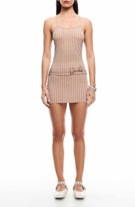 LIONESS Intuition Bow Check Minidress