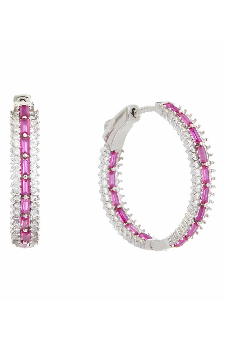 Juvell Cubic Zirconia Inside Out Hoop Earrings, Main, color, White / Pink