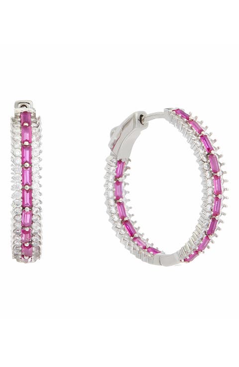 Cubic Zirconia Inside Out Hoop Earrings