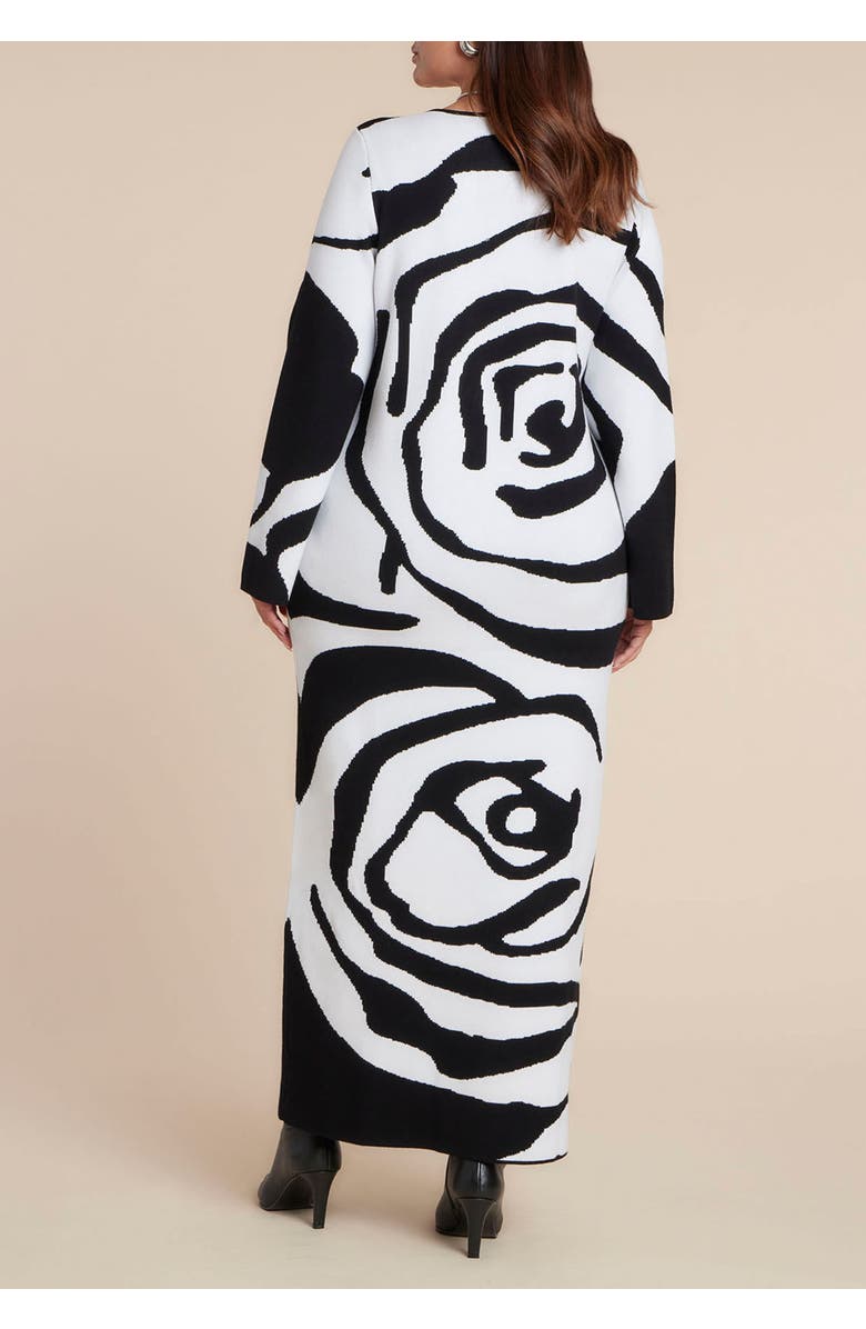 ELOQUII Intarsia Long Sleeve Dress, Alternate, color, 