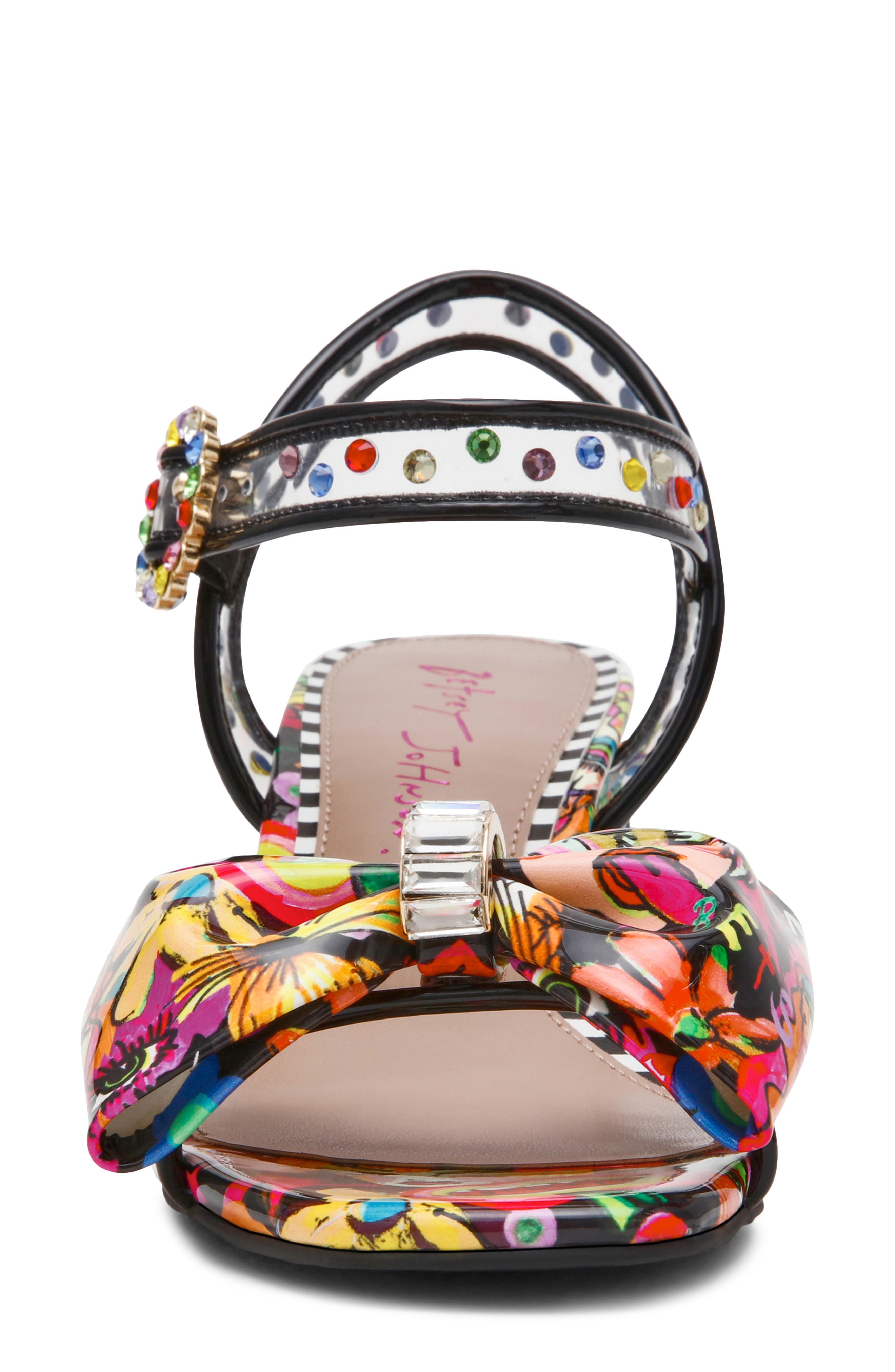 Betsey Johnson Ardell Crystal Embellished Ankle Strap Sandal, Alternate, color, Bright Multi