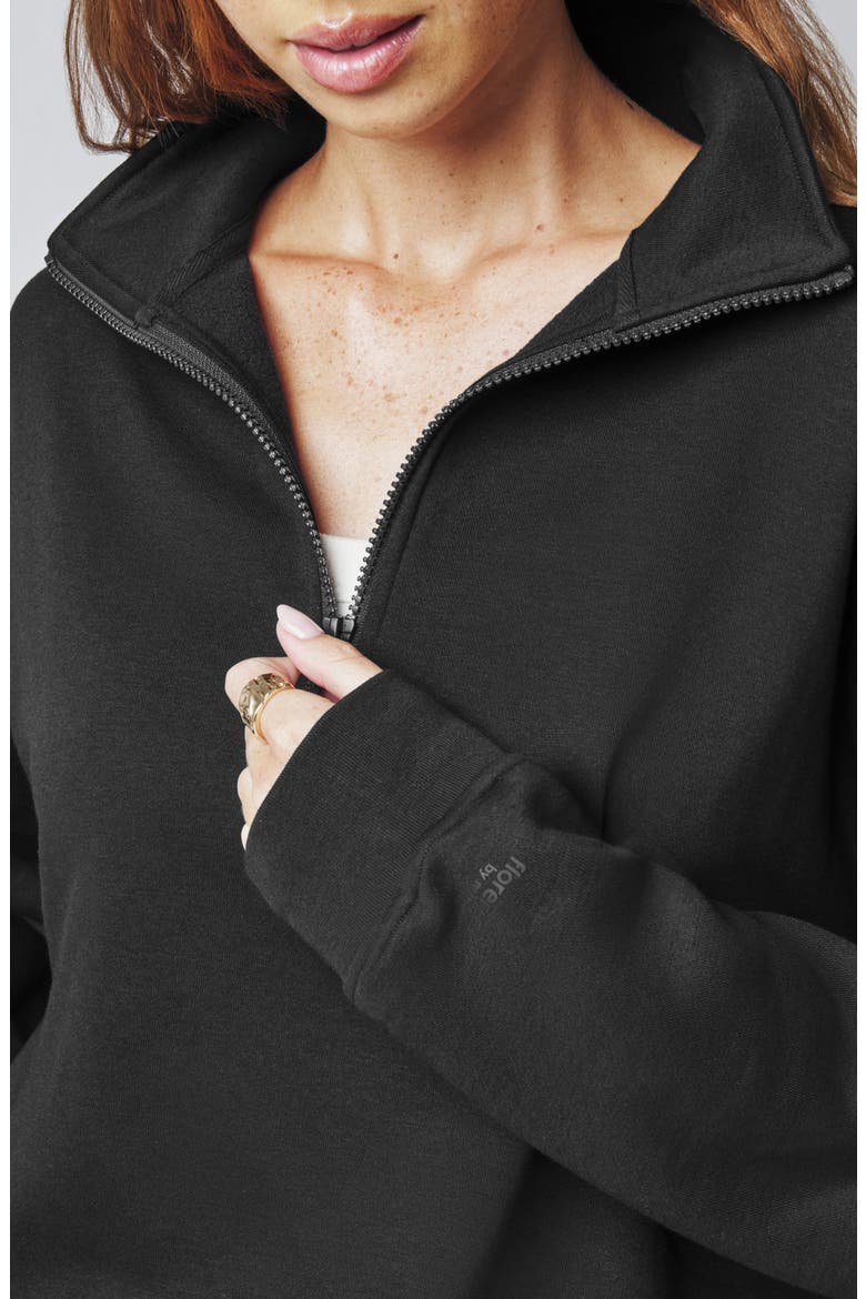 Cozy Crush Half-Zip Cotton Blend Sweatshirt, Alternate, color, BLACK