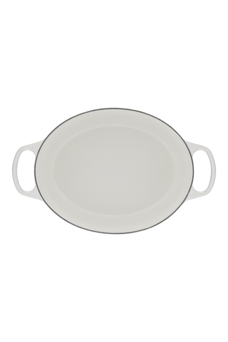 Signature 6.75-Quart Oval Enamel Cast Iron French/Dutch Oven with Lid, Alternate, color, WHITE MARBLE