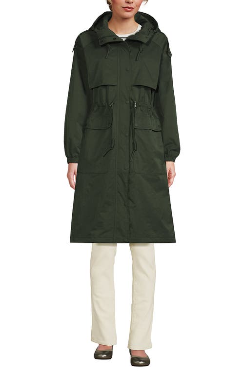 Lands' End Crinkle Raincoat In Rich Olive Green
