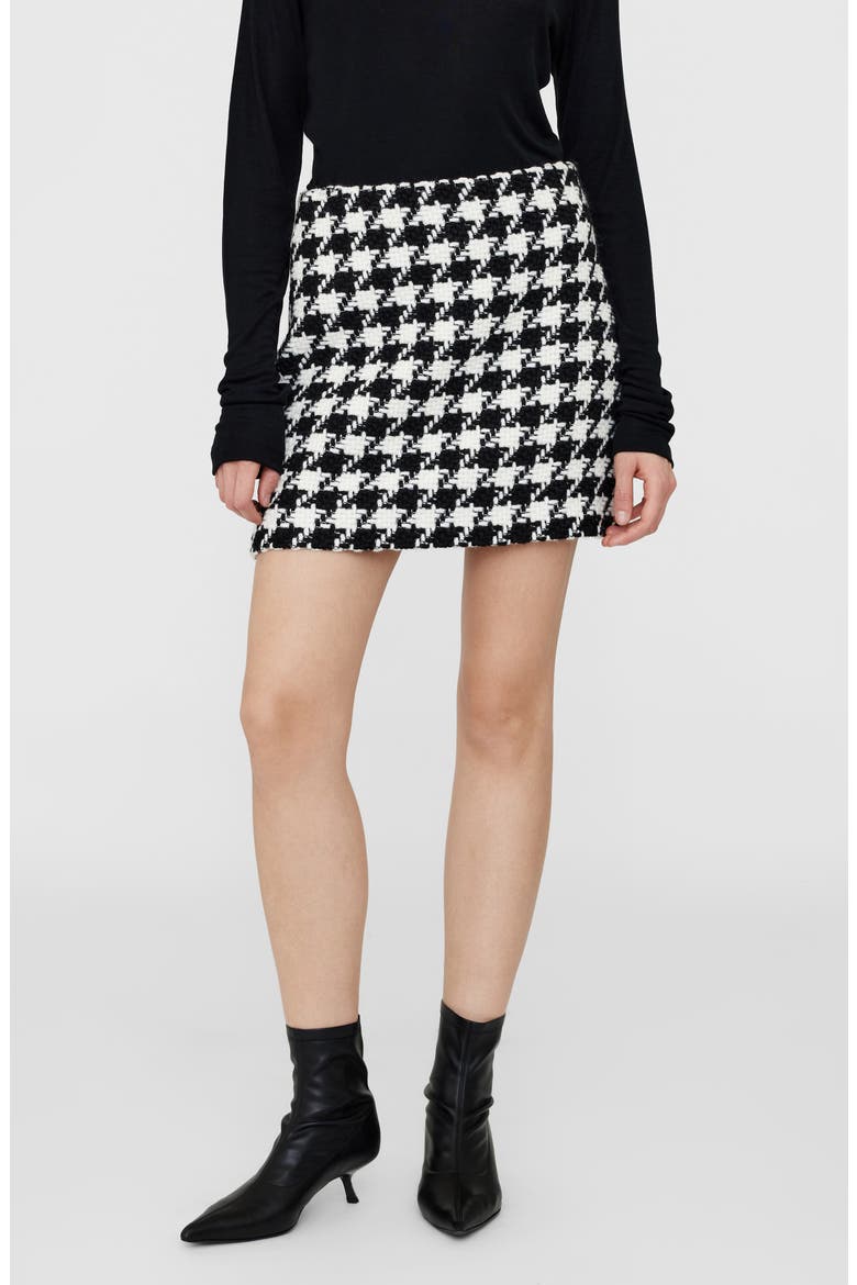 Ada Houndstooth Miniskirt, Main, color, BLACK AND WHITE HOUNDSTOOTH