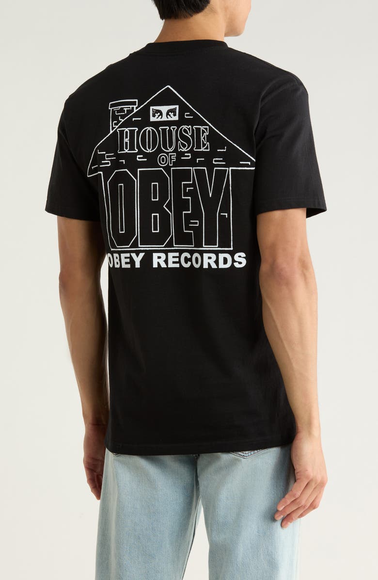Obey House Of Obey Records Graphic T-Shirt, Alternate, color, Black