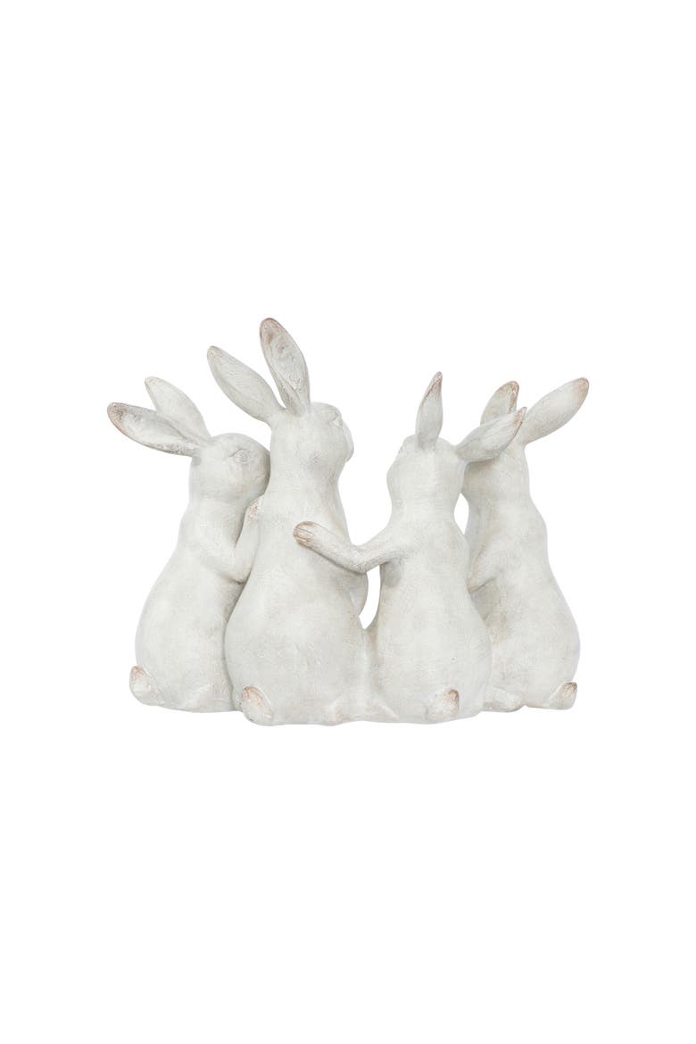 Whitewashed Polyresin Bunny Rabbit Quartet, Alternate, color, White