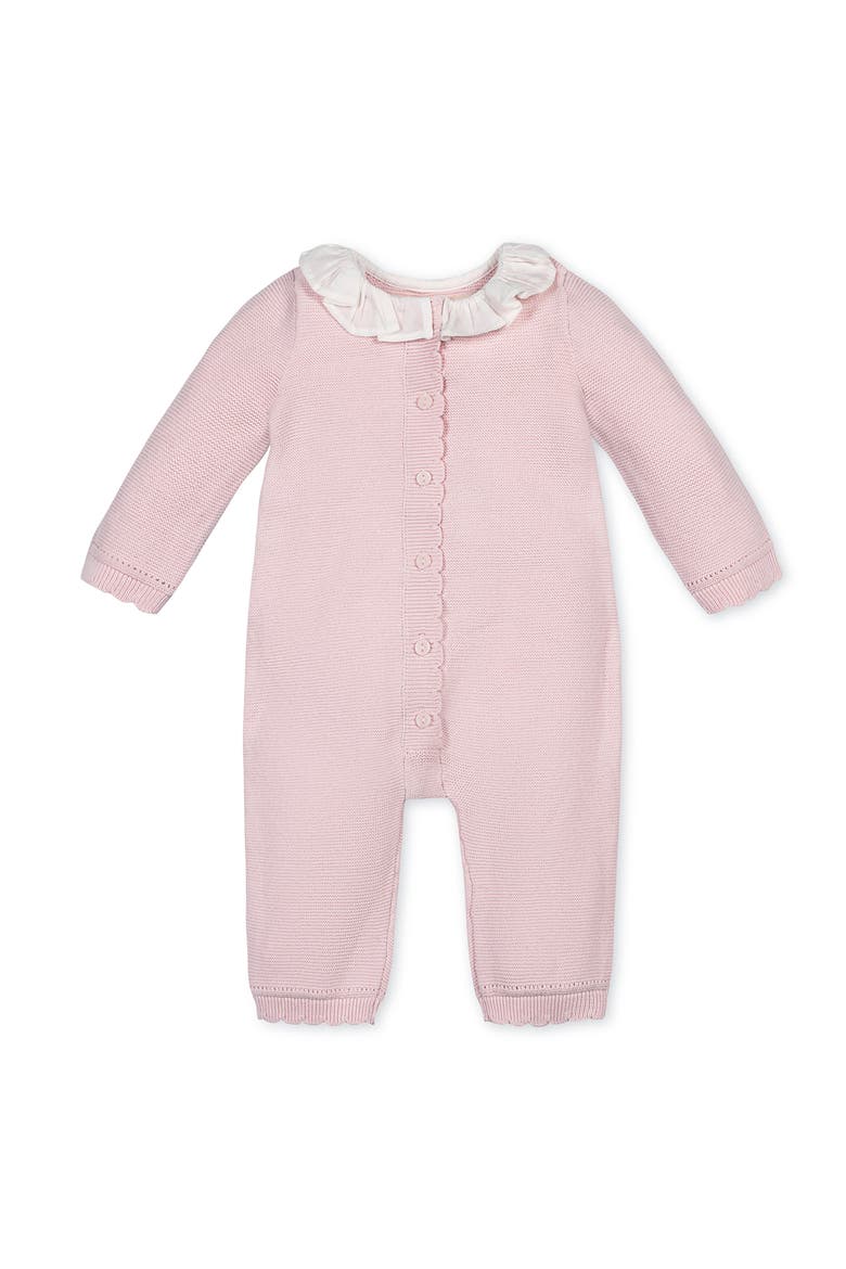Organic Ruffle Collar Button Front Sweater Romper, Main, color, Pale Pink with White Collar