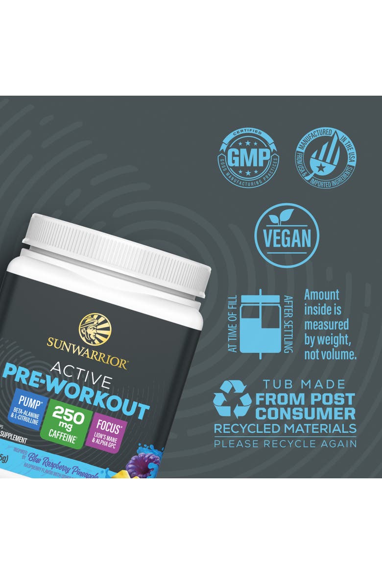 Active Pre-Workout Powder Tub, 315gm, Alternate, color, Blue Raspberry Pineapple