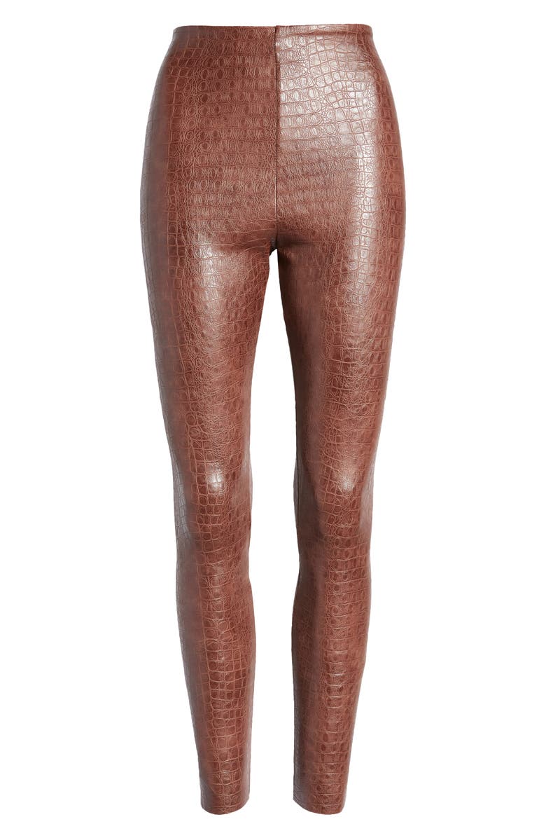 Commando Reptile Embossed Faux Leather Leggings, Alternate, color, Brown Croc
