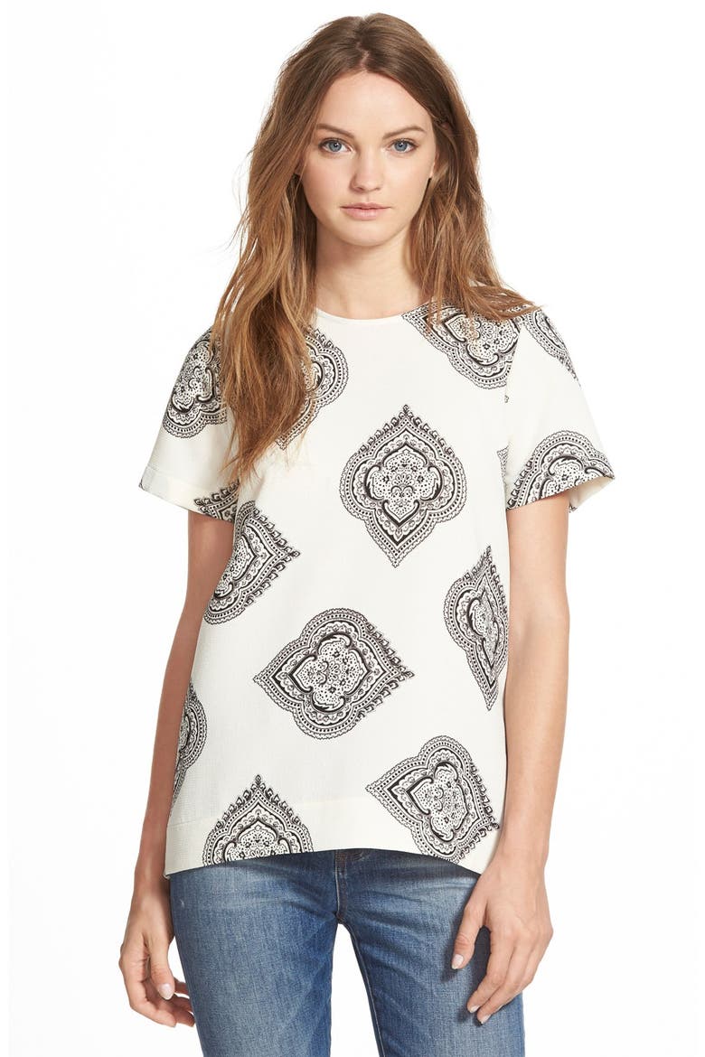 'Estate Paisley' Tailored Tee, Main, color, PEARL IVORY