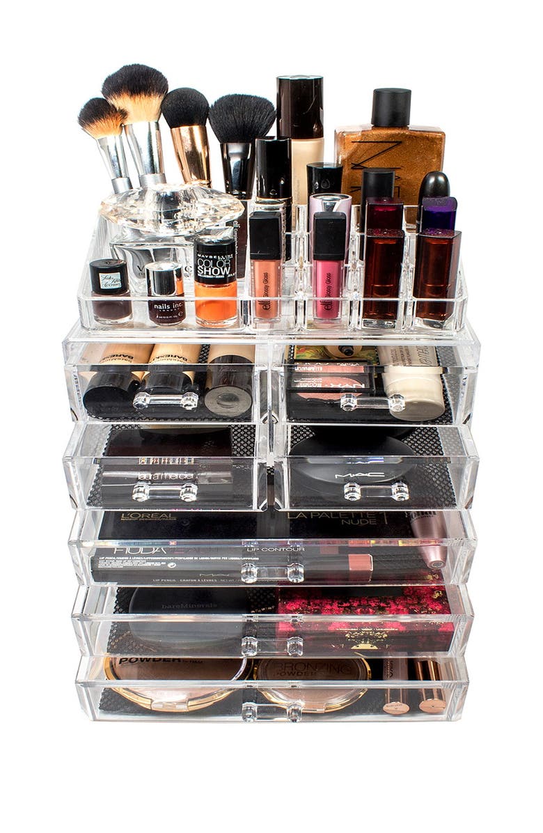 SORBUS Acrylic 7 Drawer & Top Organizer Cosmetics Makeup & Jewelry Storage Case Display Set, Alternate, color, Clear