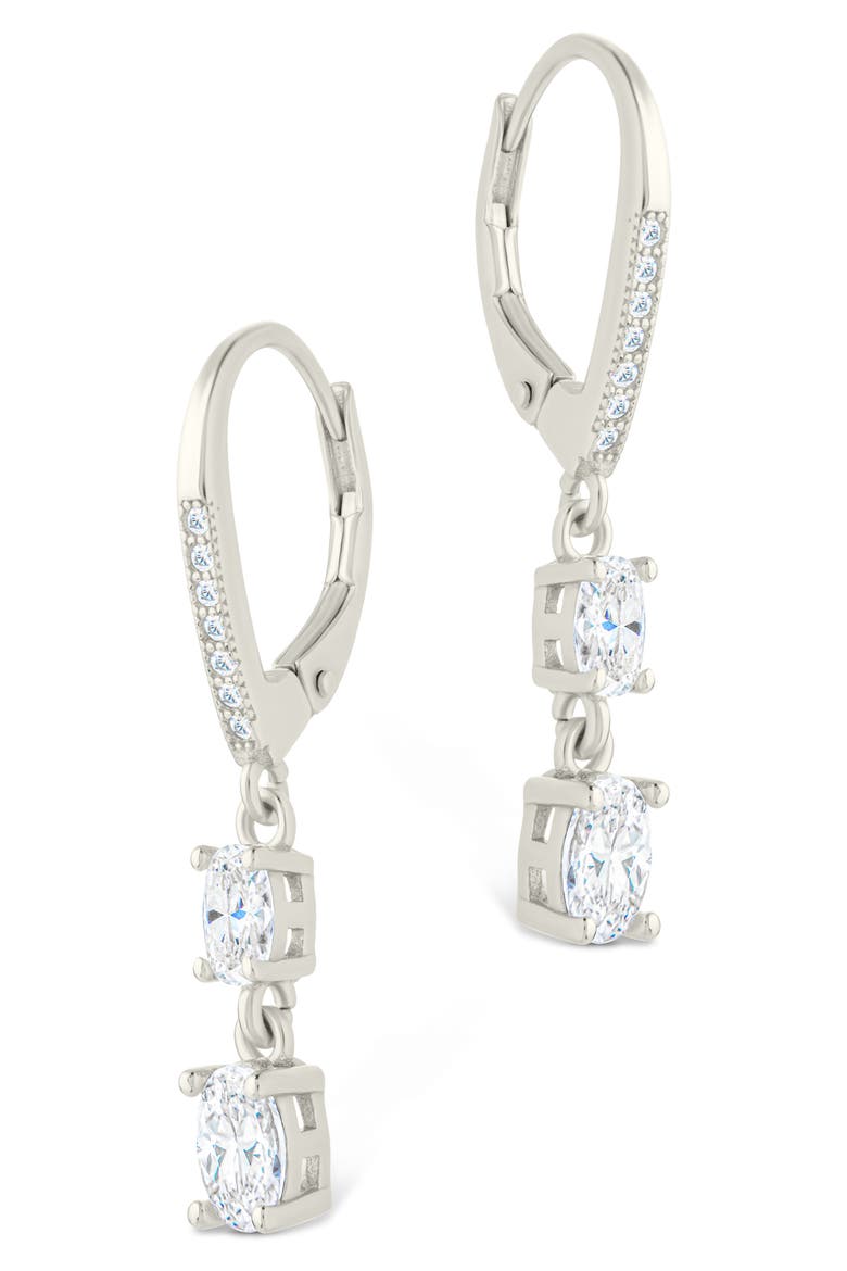 Liesel Cubic Zirconia Drop Lever Back Earrings, Alternate, color, SILVER