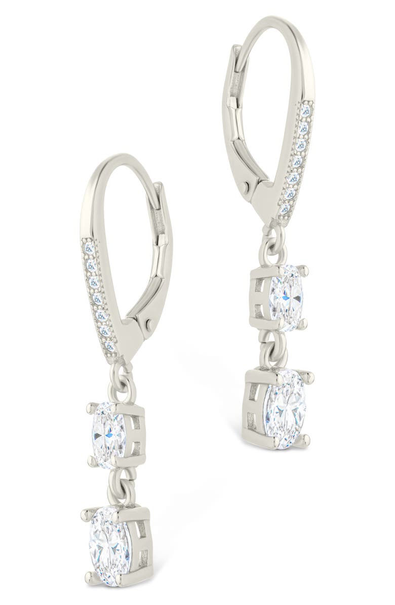 Sterling Forever Liesel Cubic Zirconia Drop Lever Back Earrings, Alternate, color, Silver