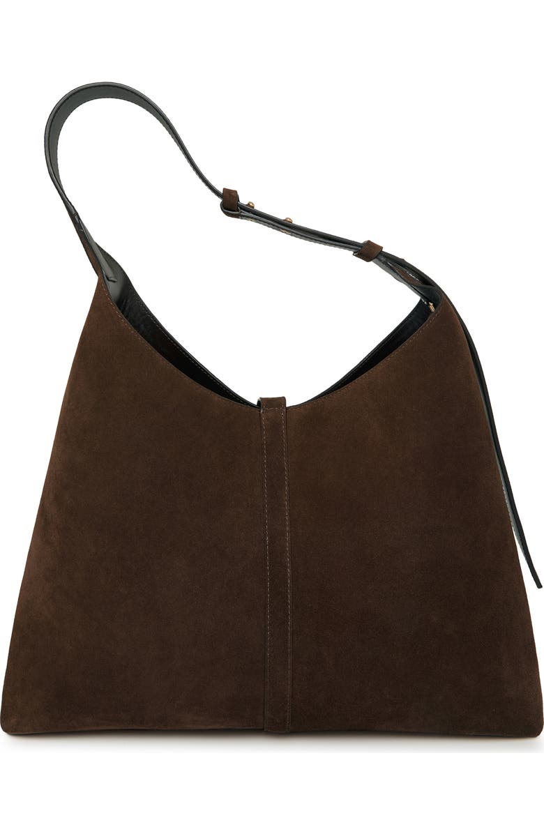 Strathberry Large Kite Suede Hobo Bag, Alternate, color, Chocolate