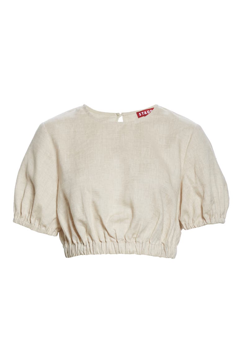 Athena Linen Crop Top, Alternate, color, NATURAL