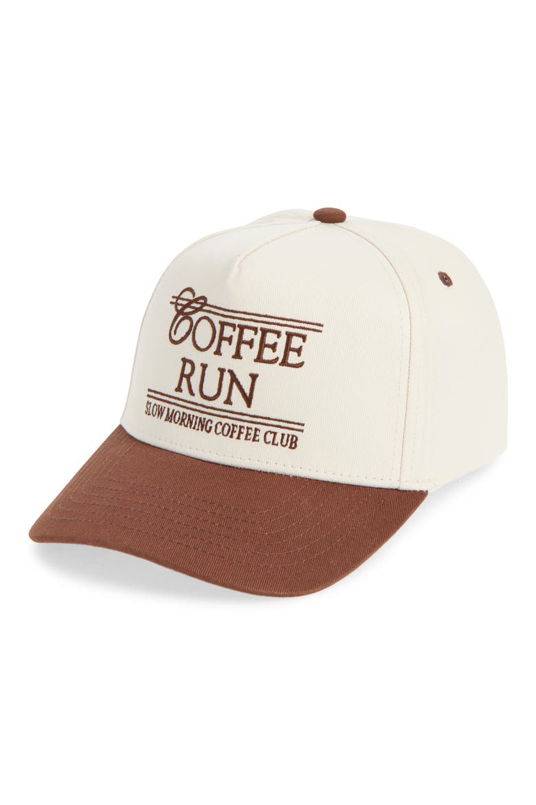 Coffee Run Canvas Snapback Baseball Cap, Main, color, BROWN