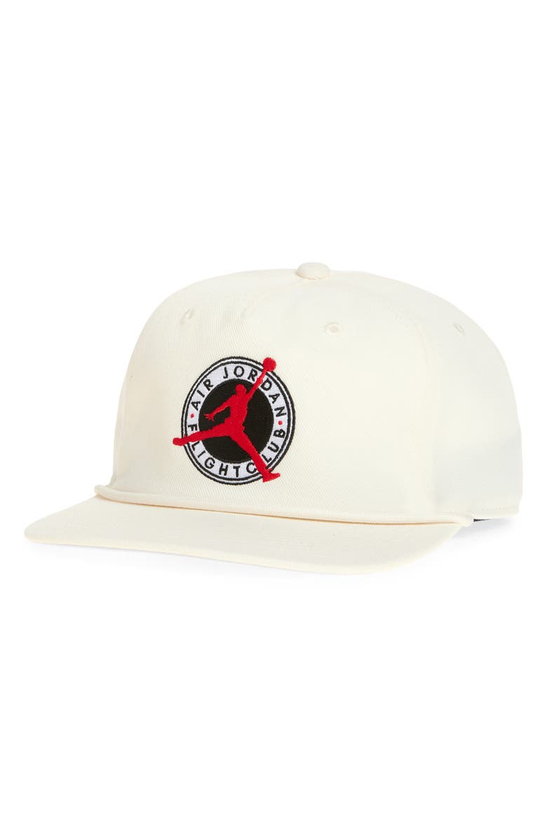 Jordan Flight Club Snapback Baseball Cap, Main, color, Pale Ivory/ Black